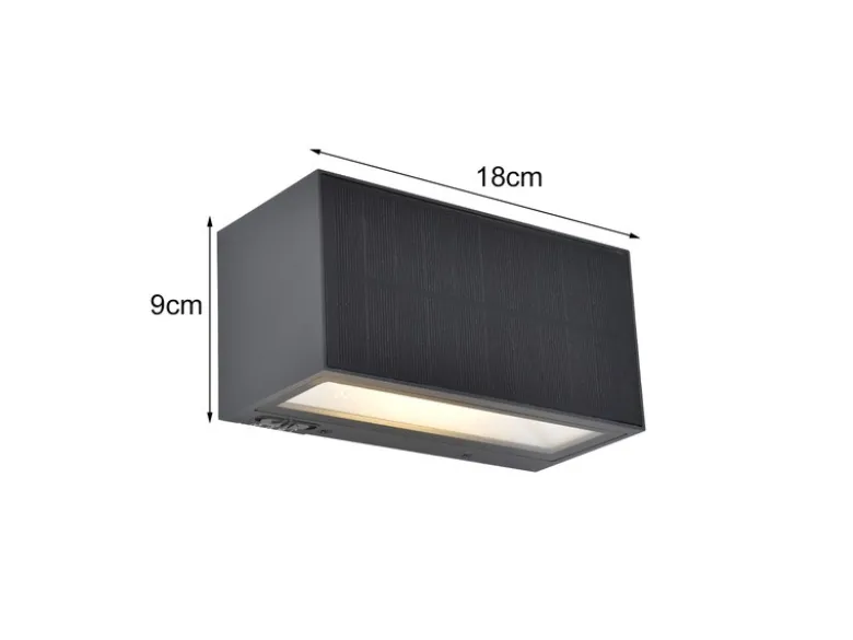 HYBRID LED Außenwandleuchte INKA, Solar & Strom 230V, Anthrazit 18cm breit