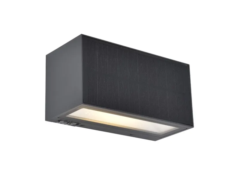 HYBRID LED Außenwandleuchte INKA, Solar & Strom 230V, Anthrazit 18cm breit