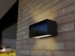 HYBRID LED Außenwandleuchten 2er SET, Solar & Strom 230V, Anthrazit 18cm breit