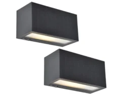 HYBRID LED Außenwandleuchten 2er SET, Solar & Strom 230V, Anthrazit 18cm breit