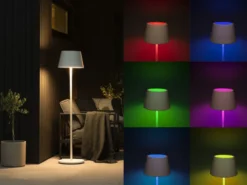 4in1 Akku Outdoor Stehleuchte POMEZIA mit RGB Farbwechsel, Weiß, H:150cm