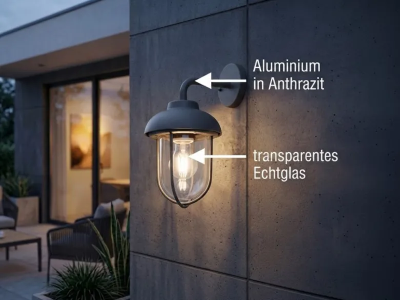 Industrial Außenwandleuchte DUERO E27 Laterne in Anthrazit, Höhe 33cm