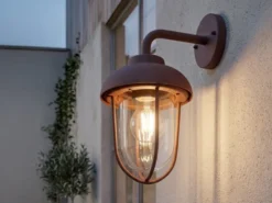 Industrial Außenwandleuchte DUERO E27 Laterne in Rostoptik, Höhe 33cm