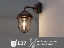 Industrial Außenwandleuchte Rostoptik Höhe 33cm inkl. Universal-Eckbefestigung