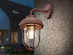 Industrial Außenwandleuchte Laterne in Rostoptik mit E27 LED, Höhe 33cm