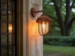 Industrial Außenwandleuchte Laterne in Rostoptik mit E27 LED, Höhe 33cm