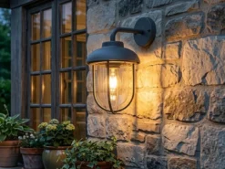 Industrial Außenwandleuchte Laterne in Anthrazit mit E27 LED, Höhe 33cm