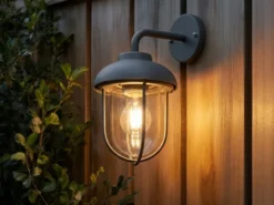Industrial Außenwandleuchte Laterne in Anthrazit mit E27 LED, Höhe 33cm