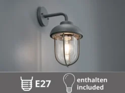 Industrial Außenwandleuchte Laterne in Anthrazit mit E27 LED, Höhe 33cm