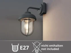 Industrial Außenwandleuchte Anthrazit Höhe 33cm inkl. Universal-Eckbefestigung