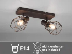 Industrial Deckenstrahler NARDA 2-flammig E14 in Rost-Optik, Breite 30cm