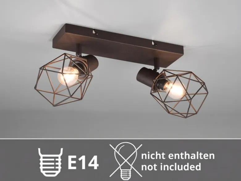Industrial Deckenstrahler NARDA 2-flammig E14 in Rost-Optik, Breite 30cm