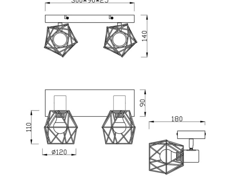 Industrial Deckenstrahler NARDA 2-flammig E14 in Rost-Optik, Breite 30cm