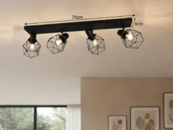 Industrial Deckenstrahler NARDA 4-flammig E14 in Schwarz, Breite 70cm