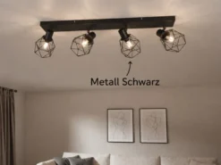 Industrial Deckenstrahler NARDA 4-flammig E14 in Schwarz, Breite 70cm