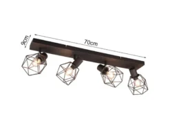 Industrial Deckenstrahler NARDA 4-flammig E14 in Rost-Optik, Breite 70cm