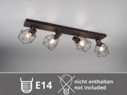 Industrial Deckenstrahler NARDA 4-flammig E14 in Rost-Optik, Breite 70cm