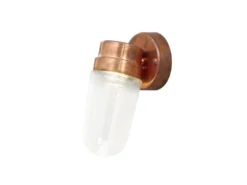 Industrial LED Außenwandleuchte VEGA Kupfer massiv & Klarglas, Höhe 24,5cm