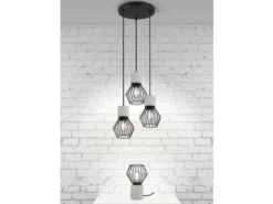 Industrial LED Hängelampe, 3 Drahtkörbe Schwarz & Betonoptik, Ø 25cm
