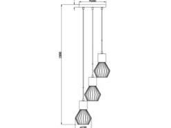 Industrial LED Hängelampe, 3 Drahtkörbe Schwarz & Betonoptik, Ø 25cm