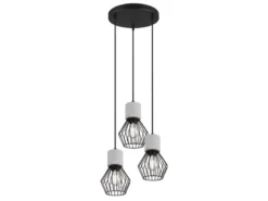 Industrial LED Hängelampe, 3 Drahtkörbe Schwarz & Betonoptik, Ø 25cm