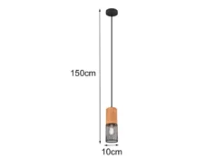 Industrial LED Pendellampe mit Drahtkorb Schwarz matt und Holzfassung, Ø 10cm