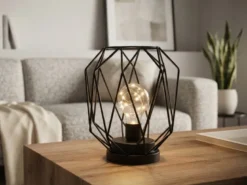 Industrial LED Tischlampe NARDA Schwarz, kabellos Batteriebetrieb, Höhe 21cm
