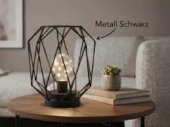 Industrial LED Tischlampe NARDA Schwarz, kabellos Batteriebetrieb, Höhe 21cm