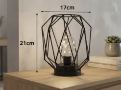 Industrial LED Tischlampe NARDA Schwarz, kabellos Batteriebetrieb, Höhe 21cm