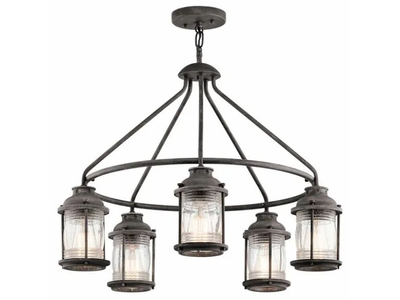 Industrial Pendelleuchte ASHLAND BAY für Innen & Außen, Anthrazit Ø66cm