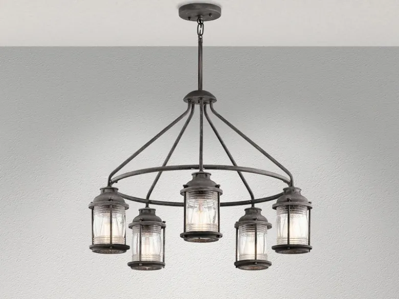 Industrial Pendelleuchte ASHLAND BAY für Innen & Außen, Anthrazit Ø66cm