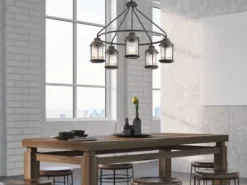 Industrial Pendelleuchte ASHLAND BAY für Innen & Außen, Anthrazit Ø66cm