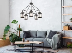 Industrial Pendelleuchte ASHLAND BAY für Innen & Außen, Anthrazit Ø66cm