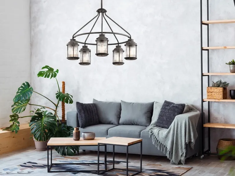 Industrial Pendelleuchte ASHLAND BAY für Innen & Außen, Anthrazit Ø66cm