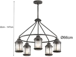 Industrial Pendelleuchte ASHLAND BAY für Innen & Außen, Anthrazit Ø66cm