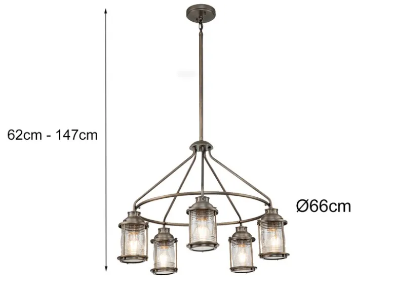 Industrial Pendelleuchte ASHLAND BAY für Innen & Außen, Bronze Ø66cm