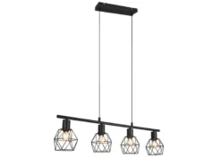 Industrial Pendelleuchte NARDA 4-flammig Metall Schwarz, Breite 75cm