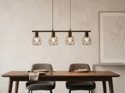 Industrial Pendelleuchte NARDA 4-flammig Metall Rostoptik, Breite 75cm