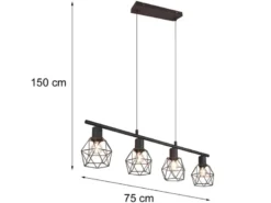 Industrial Pendelleuchte NARDA 4-flammig Metall Rostoptik, Breite 75cm
