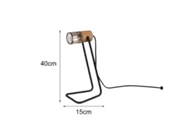 Industrial TOSH Tischlampe Metallgeflecht Metallschirm und Holzsockel, Höhe 40cm