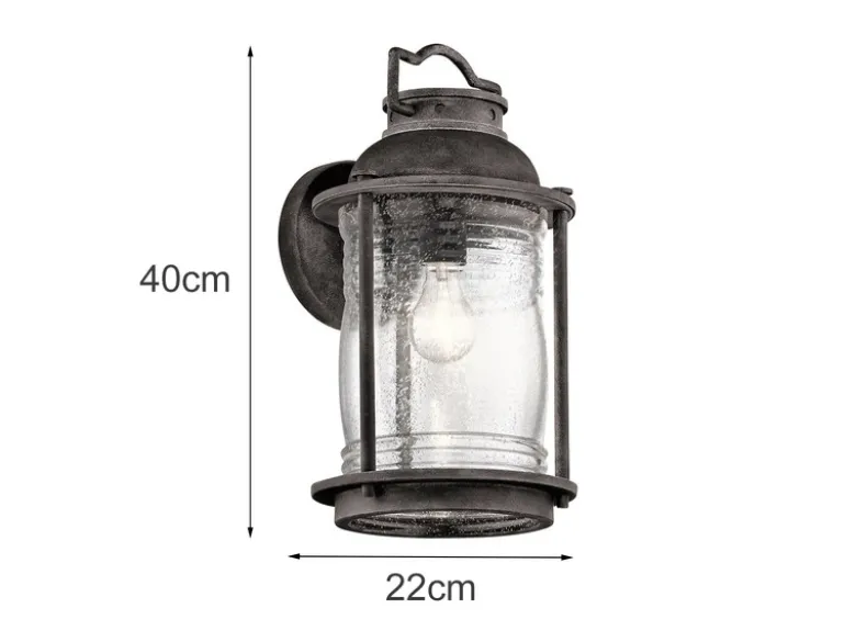 Industrial Wandlaterne ASHLAND BAY für Innen & Außen, Anthrazit Höhe 40cm