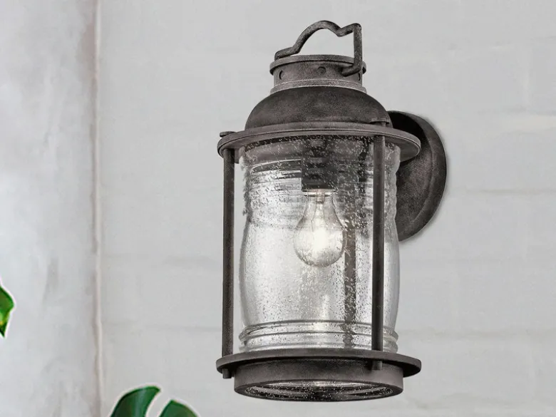 Industrial Wandlaterne ASHLAND BAY für Innen & Außen, Anthrazit Höhe 40cm