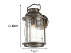 Industrial Wandlaterne ASHLAND BAY für Innen & Außen, Bronze Höhe 35cm