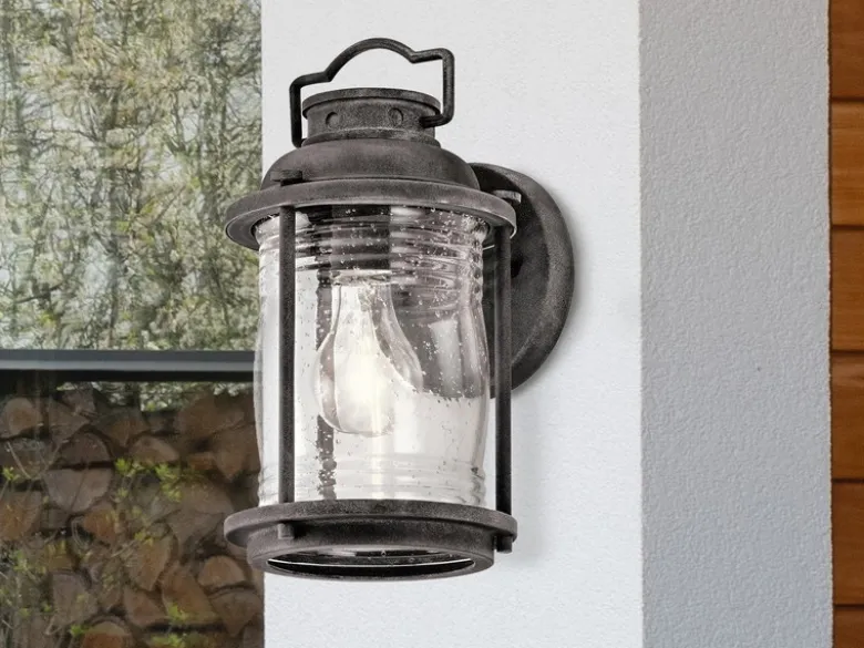 Industrial Wandlaterne ASHLAND BAY für Innen & Außen, Anthrazit Höhe 28cm