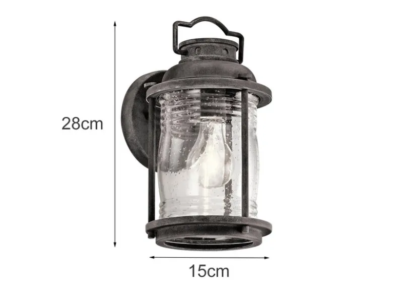 Industrial Wandlaterne ASHLAND BAY für Innen & Außen, Anthrazit Höhe 28cm