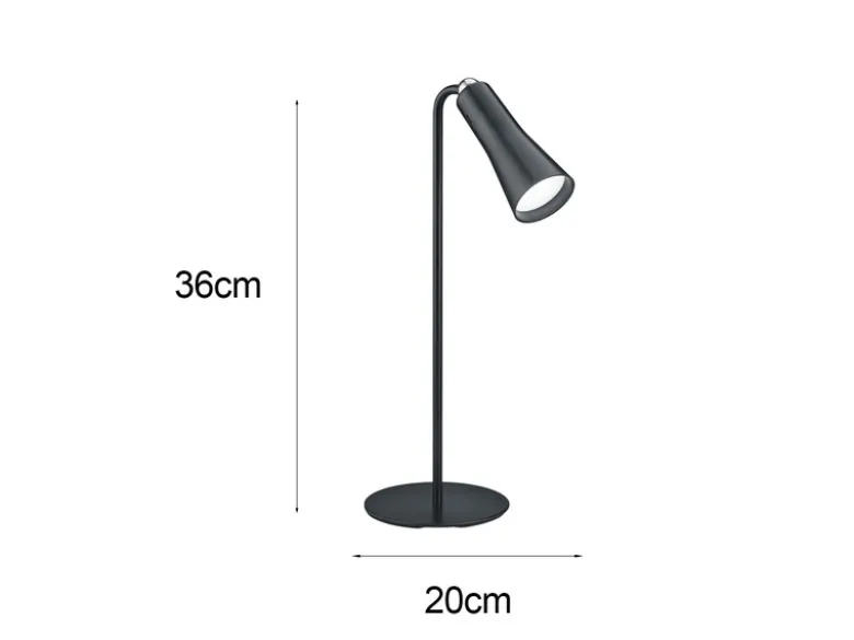3 in 1 LED Akku Tischleuchte MAXI mit Klemm- & Klebestation, Schwarz H: 36cm