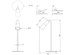 3 in 1 LED Akku Tischleuchte MAXI mit Klemm- & Klebestation, Weiß H: 36cm