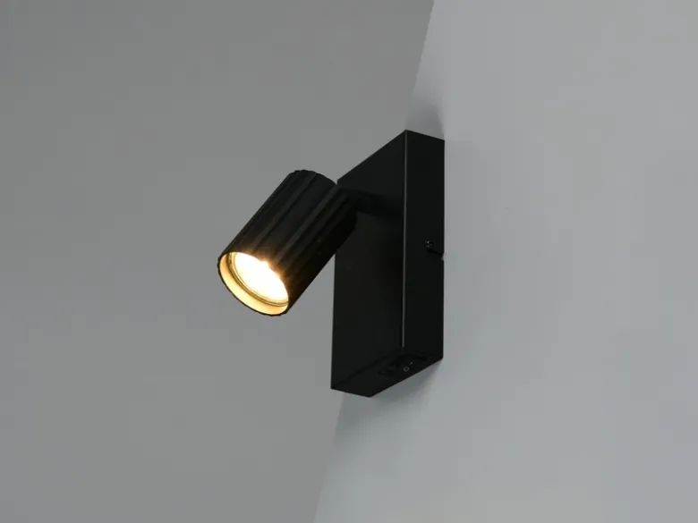 Innen Wandstrahler SOKA Schwarz mit Schalter, Spot schwenkbar, Höhe 15cm