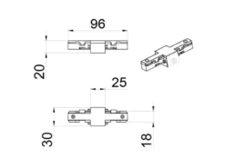 Isolator Schwarz für 2-Phasen Schienensystem DUOline