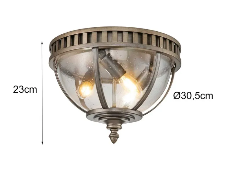 Jugendstil Deckenleuchte HALLERON für Innen & Außen, Bronze Ø30,5cm